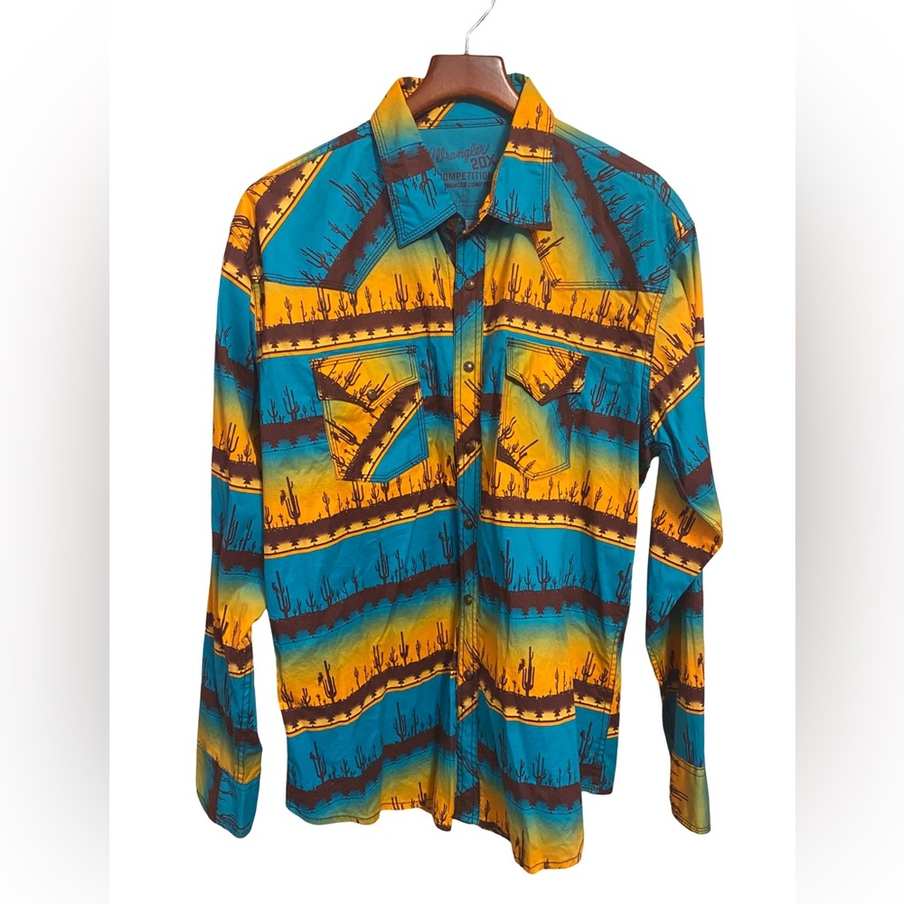 Wrangler 20X Competition Western Snap Button Shirt Aztec Landscape Mens Large